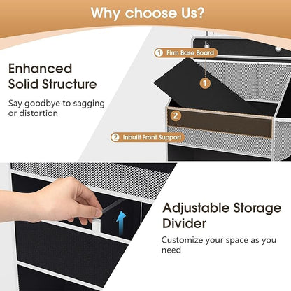 WISELIFE 5-Tier Over the Door Organizer for Hanging - 50LB Heavy-Duty Back of Door Organizer with 5 Spacious Pockets & 13 Mesh Pockets, Multipurpose Storage for Nursery, Bedroom, Closet(1 Pack, Black)