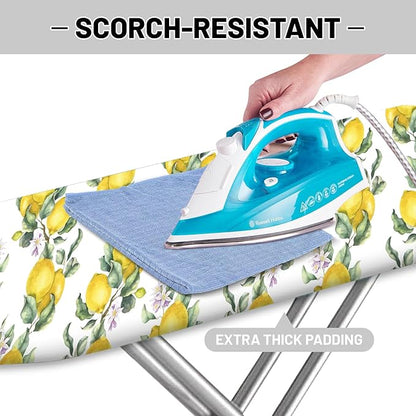Extra Thick Ironing Board Cover and Pad, Summer Lemon 15x54 Ironing Board Cover, Resist Scorching and Staining,Elastic Edges,Watercolor Plant Fruit Art