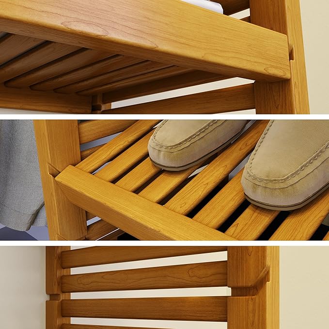 Wood Closet Organizer System with Shelves, 4 Drawers, Door & Hanging Rods - Wall Mounted Walk-in – Honey Maple Finish