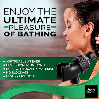 Original StoneStream Adjustable Wall Shower Adapter and Holder for Handheld Showerheads - Matte Black