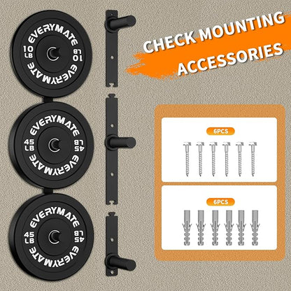 EVERYMATE Weight Plate Storage Rack, Olympic Weight Plate Holder, Bumper Plate Storage, Home Gym Organizer