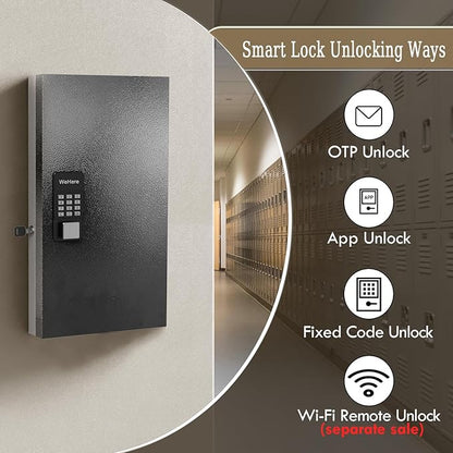 48 Key Lock Box Wall Mount, Smart Key Cabinet One Time Password/APP Bluetooth/Fixed/Wi-Fi Remote/Key Unlock, Key Management for Valets/Realtors/Office/Hotel
