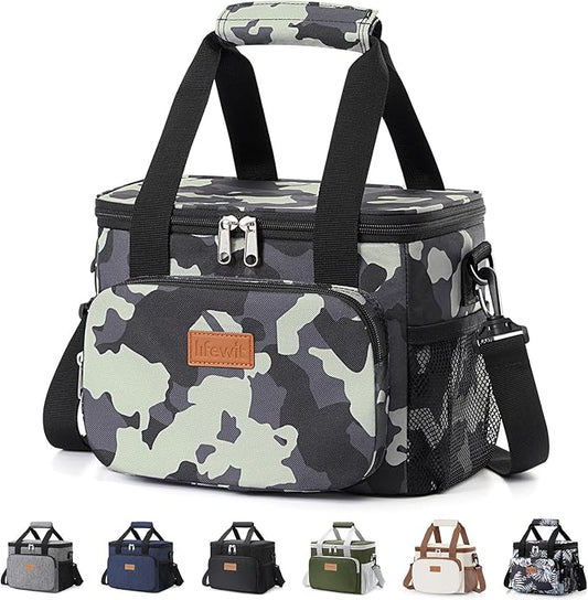 Lifewit Medium Lunch Bag Insulated Lunch Box Soft Cooler Cooling Tote for Adult Men Women, Camouflage 12-Can (9L)