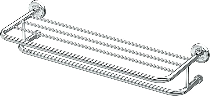 Gatco 5376 Designer II Bathroom Spa Towel Rack, 24", Chrome | Wall Mounted Stainless Steel 26.50" W X 5.68" H X 10" D Towel Holder Rack with Towel Bar for Bathroom