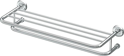 Gatco 5376 Designer II Bathroom Spa Towel Rack, 24", Chrome | Wall Mounted Stainless Steel 26.50" W X 5.68" H X 10" D Towel Holder Rack with Towel Bar for Bathroom