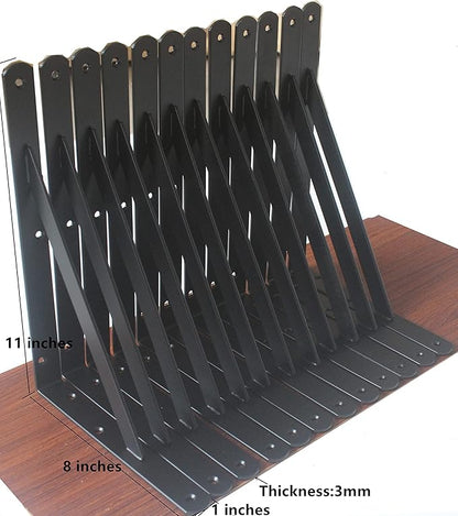 40 Pack L11 x H 8" Black Heavy Duty Shelf Brackets with Screws Metal Shelf Brackets Shelf Support Angle Brackets for Shelves L Brackets Heavy Duty Floating Shelf