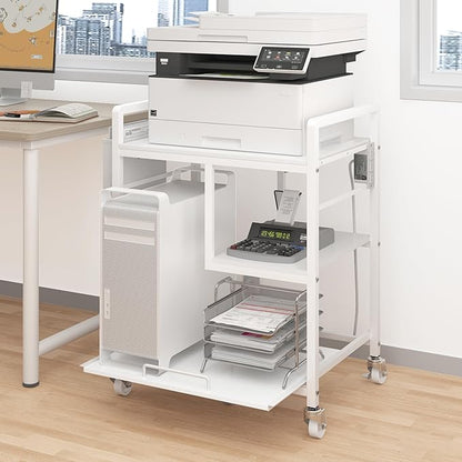 Printer Stand with Storage Tall Large Printer Table with Wheels Heavy-Duty Printer Rolling Cart for Home Office Rustic Brown
