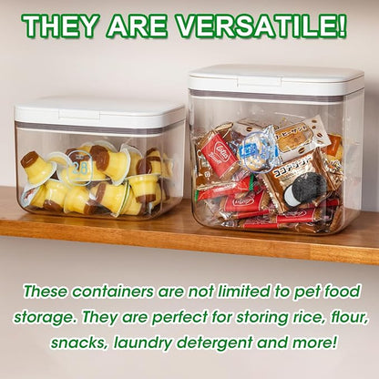 TBMax 2 Pack Large Dog Treat Container Bins 2 Qt + 3 Qt with One-Press Flip-up Lid, Airtight Pet Dog Cat Treat Jar for Countertop, Pet Biscuit Canister Cookie Holder