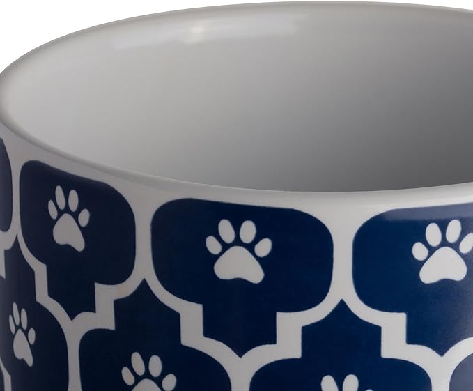 Bone Dry Lattice Collection Pet Bowl & Canister, Treat Canister, 4x6.5", Nautical Blue