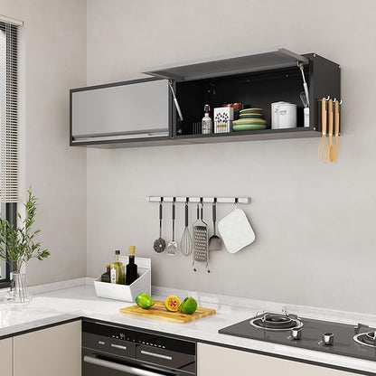 Metal Garage Wall Cabinet, Floating Garage Tool Cabinets with Up-Flip Door,13.8''H Hanging Wall Mounted Storage Cabinet for Garage, Warehouse, Kitchen, Bathroom, Workshop, RV, Gray