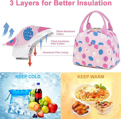 Bluboon Lunch Bag for Women Men Cute Corduroy Lunch Tote Bags Reusable Insulated Lunch Box Large Capacity Reusable Insulated Cooler for Work Picnic or Travel