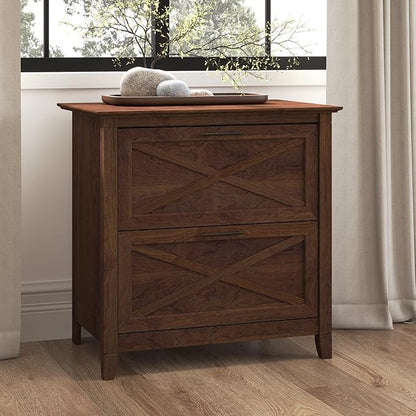 Bush Home Key West 2 Drawer Lateral File Cabinet in Bing Cherry, Document Storage for Home Office, Accent Chest with Drawers
