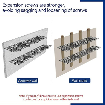 4Pack 2x6ft Garage Shelving Wall Mounted, 2400 Lbs Heavy Duty Garage Wall Shelving Storage Shelves for Basement, Laundry Room, Heavy Duty Floating Shelves Holds Up to(Black), 70.86" x 23.6"