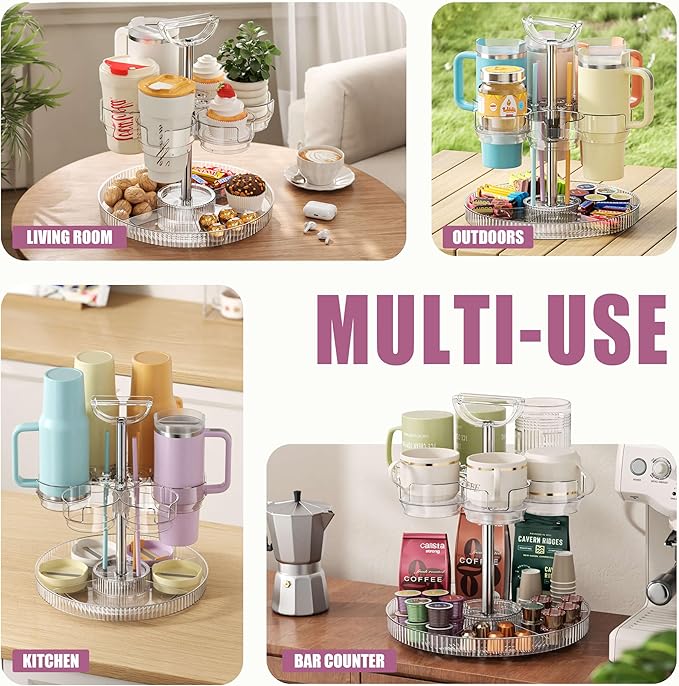 Water Bottle Organizer for Stanley Cup Holder Tumbler Storage Rack for Kitchen Cabinets Clear