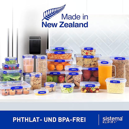 Sistema KLIP IT PLUS Leakproof Food Storage Containers | 1 L | Airtight & Stackable Meal Prep Containers with Lids | BPA-Free | 3 Count