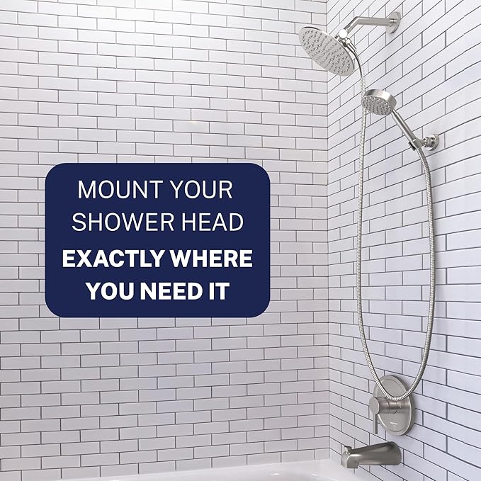 HammerHead Showers Solid Metal Handheld Showerhead Holder Wall Mount, Adjustable Screw-Mounted Pivot Ball, Shower Hose Holder, Fits Most Handheld Showerheads, Brushed Nickel