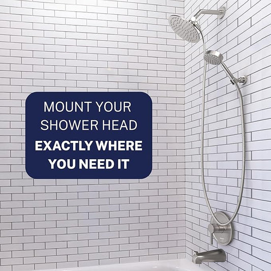 HammerHead Showers Solid Metal Handheld Showerhead Holder Wall Mount, Adjustable Screw-Mounted Pivot Ball, Shower Hose Holder, Fits Most Handheld Showerheads, Brushed Nickel