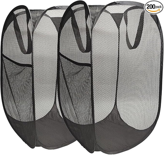 The upgraded pop-up laundry basket features a breathable side pocket mesh design, making it ideal for rooms, apartments, dormitories, travel, business trips, and children's storage(2, Black)