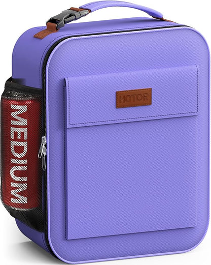 HOTOR Lunch Bag for Men & Women - Large Capacity Insulated Lunch Bag with Mutiple Pockets, Wear-Resistant Cooler Lunch Box for Office, Picnic, Purple, 7L, 9.06" x 4.33" x 10.63"