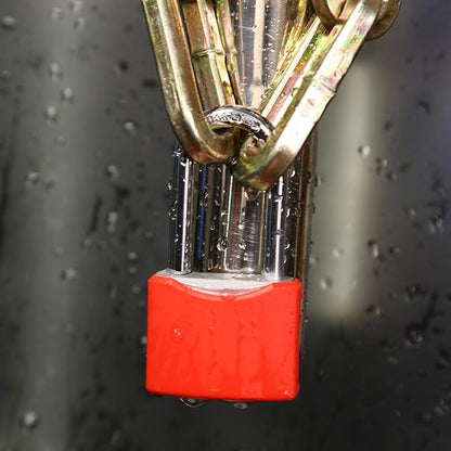 SEPOX® 20Pcs All-Weather Outdoor Padlocks Key Alike, 1-5/8" Long Shackle, Solid Steel Lock, Heavy-Duty with Red Cover, Compact Design for Gate Fence Cabinet Toolbox School Gym Locker w/ 20pcs Same Key