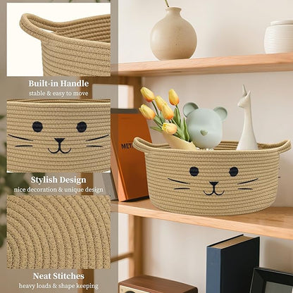 Large Cat Toy Basket - Baskets for Gifts Empty for Baby Shower Baby Baskets for Nursery Cute Woven Rope Storage Basket for Home Decor, Dog Toy Basket Jute Easter basket, 13" D x 6" H