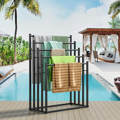 Honiter Towel Racks for Bathroom, 5 Tier Wide Towel Drying Rack Outdoor, Free Standing Towel Rack, Pool Towel Blanket Stand and Display Rack for Oversized Bath Towels