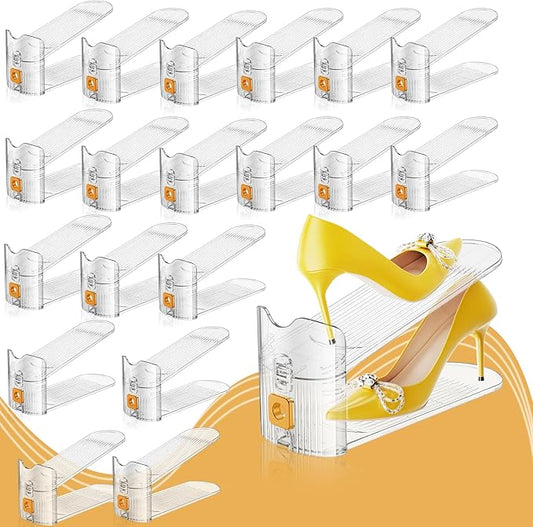 Shoe Slots Organizer for Closet, Shoe Stacker Organizer Double Layer Stack Shoe Rack, Shoe Display Shelf 50% Space Saver Storage Holder for Closet, 30 Pack