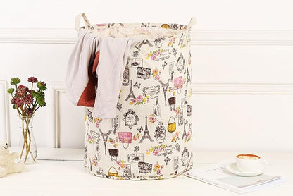Merdes 19.7’’ Waterproof Foldable Laundry Hamper, Dirty Clothes Laundry Basket, Linen Bin Storage Organizer for Toy Collection (Paris)