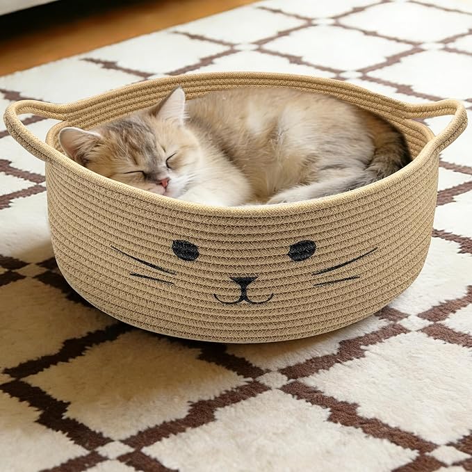 Large Cat Toy Basket - Baskets for Gifts Empty for Baby Shower Baby Baskets for Nursery Cute Woven Rope Storage Basket for Home Decor, Dog Toy Basket Jute Easter basket, 13" D x 6" H
