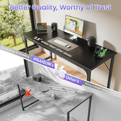 PRAISUN 63 X 24 Inch Office Computer Desk with Power Outlets and USB-C Port, Larger and Longer Gaming Desk, for Home Office, Study, Writing Work from Home Table, Metal Frame, Black