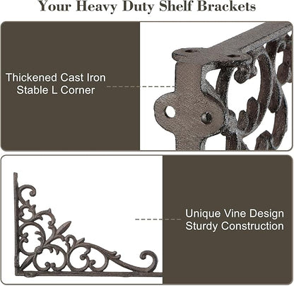 Z Metnal Decorative Shelf Brackets, 6 x 9 inch, Cast Wrought Iron Metal Mailbox Bracket, 90° Right Angle Victorian Brackets, Wall Decor, Modern Shelving Bracket for DIY Floating Shelves, 2 Pcs