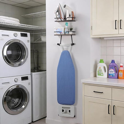 Ironing Board Hanger, 2-Layer Ironing and Iron Board Holder, Iron Board Wall Mount for Laundry Room Organization and Storage