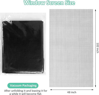 48x102 Inch Window Screen Replacement, DIY Adjustable Pet-Proof Patio Screen, Anti-Mosquito Window Screen Mesh for Porch and Sliding Doors