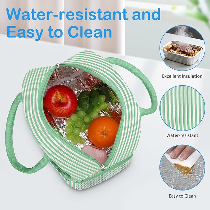 DALINDA Lunch Bag Lunch Box for Women Men,Corduroy Cute Insulated LunchBags,Water-Resistant Cooler Lunch Tote Bag, Reusable LunchBox Large Capacity for Work Travel Picnic