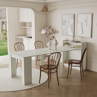 Transformer Table, Folding Console to Large Dining Table, Expandable Dining Table for 2-9 People, Space Saving Extendable Dining Room Furniture, White