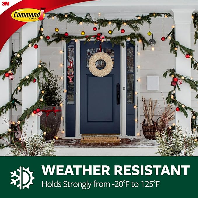 Command Outdoor Terrace Hooks, 2 Hooks and 4 Strips, Damage-Free Hanging Wall Hook for Hanging Outdoor Wall Decor with Weather Resistant Strips, Holds up to 3 lb