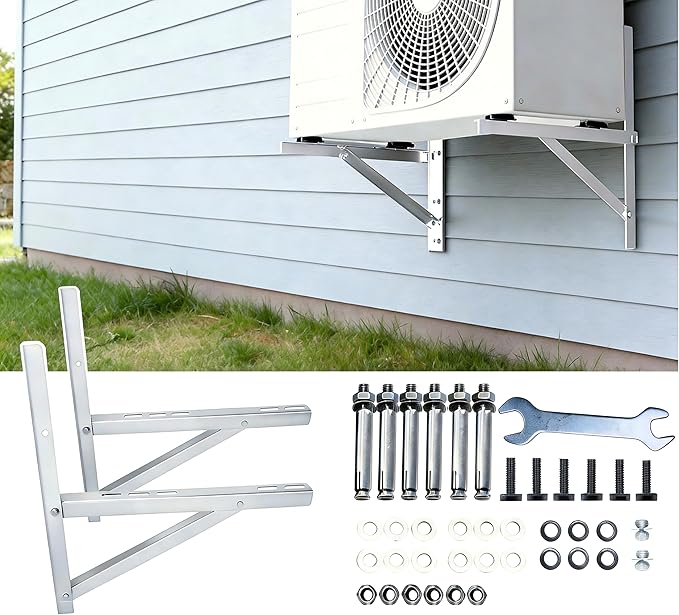 Stainless Steel Mounting Bracket for 9000-36000BTU Condenser Ductless Mini Split Air Conditioner Heat Pump Systems (Triangular)