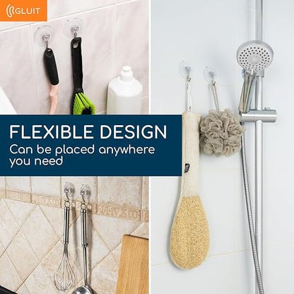 GLUIT Suction Cup Hooks - Utility Hook Wall Hangers for All Purposes Stainless Steel Removable Small Suction Cups for Kitchen Bathroom Shower Wall Window Glass Door 3 lbs (14 Suction Hooks)