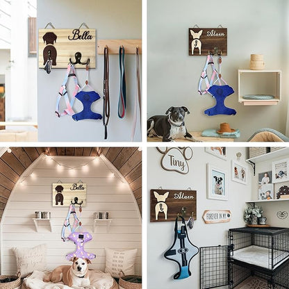 Personalized Dog Leash Holder, Dog Butt Harness Wall Hanger Organizer with Name, Hooks for Leashes, Keys, Collars, Funny Leash Rack Wall Mount for Entryway, Gift for Pet Lovers, Home Décor