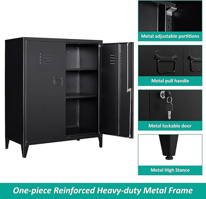 SISESOL Storage Cabinet with Doors and Shelves,40" Metal Storage Cabinet with Lock Door Adjustable Shelf,Office Storage Cabinets,Garage Tool Cabinets for Home,Office,School,Kitchen