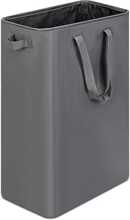 efluky Slim Laundry Basket, Narrow Laundry Hamper with Handles, Collapsible Dirty Clothes Hamper, Tall Laundry Bin for Laundry Room, Dorm and Bedroom, 19.8 Gallon (75L) Grey