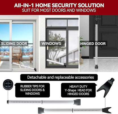 AceMining Upgraded Door Security Bar & Sliding Patio Bar, Heavy Duty Stoppers Adjustable Jammer for Home, Apartment, Travel (2 Pack,White)