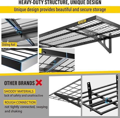 1.64x4ft 4Pack Wire Shelving Unit Heavy Duty Garage Storage Shelves Wall Mounted Black 1120lbs Load Capacity（20-inch-by-48-inch）