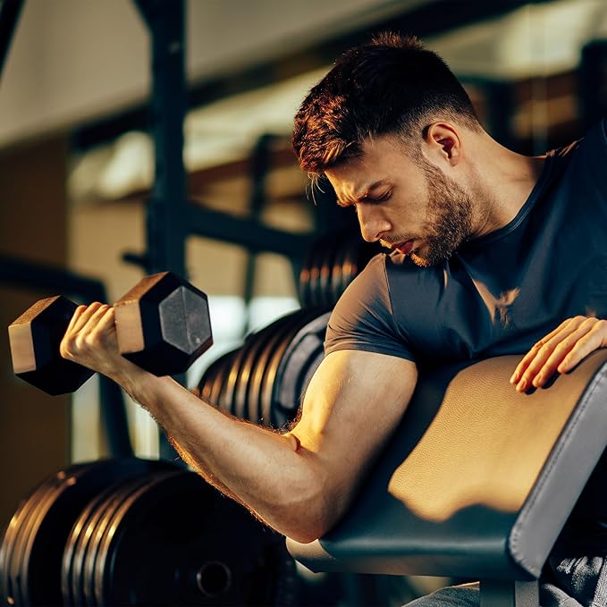 HolaHatha Hexagonal Dumbbell Weights Set, Home Gym Equipment Set, Portable Weighted Exercise Dumbbells for Fitness, Training, and Lifting Workouts