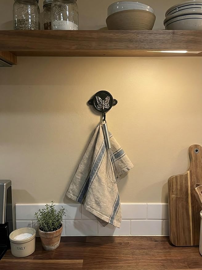 Aluminium Butterfly Print (1-Pack) Single Wall Hooks, Black Butterfly Themed Hooks for Hanging Leash-Wall Mount Hanger, Organization Decorative Wall Hook (Butterfly)