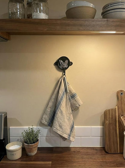 Aluminium Butterfly Print (1-Pack) Single Wall Hooks, Black Butterfly Themed Hooks for Hanging Leash-Wall Mount Hanger, Organization Decorative Wall Hook (Butterfly)