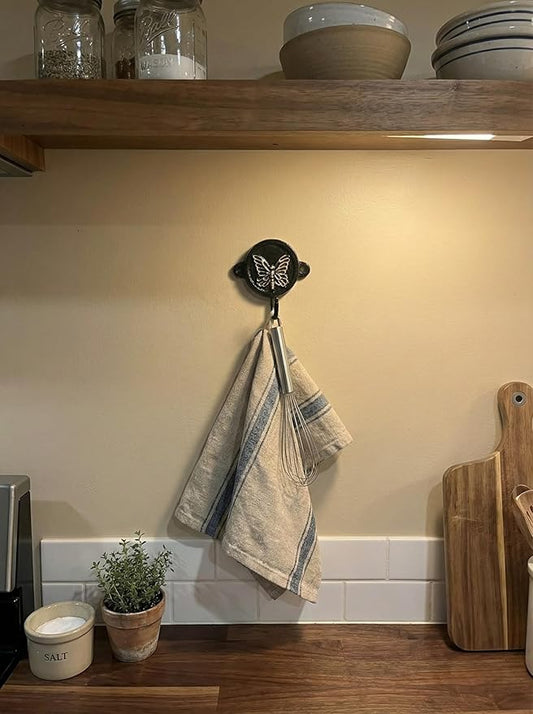 Aluminium Butterfly Print (1-Pack) Single Wall Hooks, Black Butterfly Themed Hooks for Hanging Leash-Wall Mount Hanger, Organization Decorative Wall Hook (Butterfly)