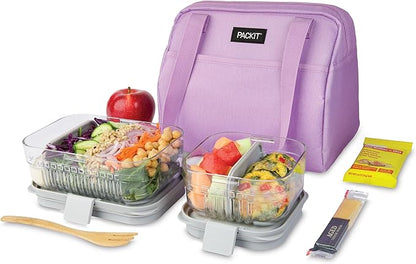 PackIt Freezable Hampton Lunch Bag, Lavender, Built with EcoFreeze® Technology, Collapsible, Reusable, Zip Closure with Front Pocket and Shoulder Straps, Designed for Fresh Office Lunches