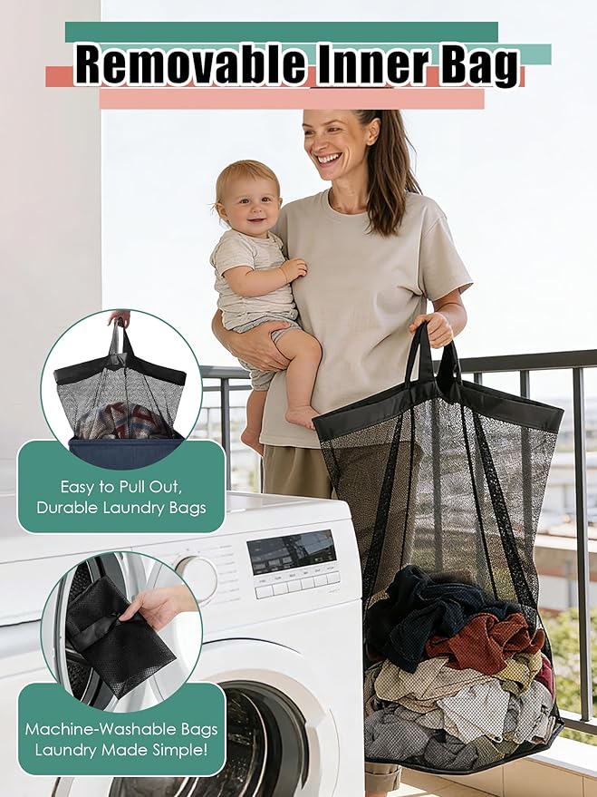 Laundry Hamper with Lid, Reinforced Sturdy Clothes Hamper with Anti-Puncture Base, Large Collapsible Laundry Basket with Removable Liner Bag, Tall Dirty Clothes Bin for Family, 100L Navy Blue