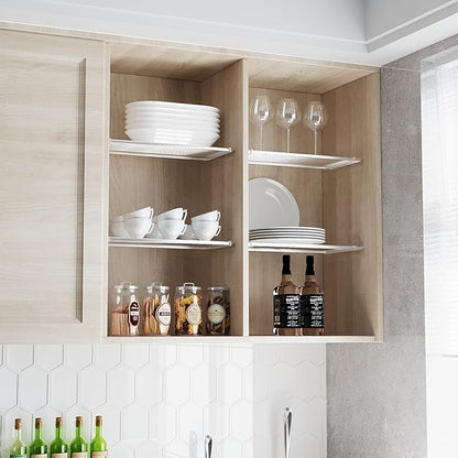 2Pack Expandable Closet Tension Shelves Organizers, Adjustable Wall Mounted Tension Shelf for Cabinet Rack Storage Wardrobe Divider Shelving for Closets Pantry Cupboard Kitchen